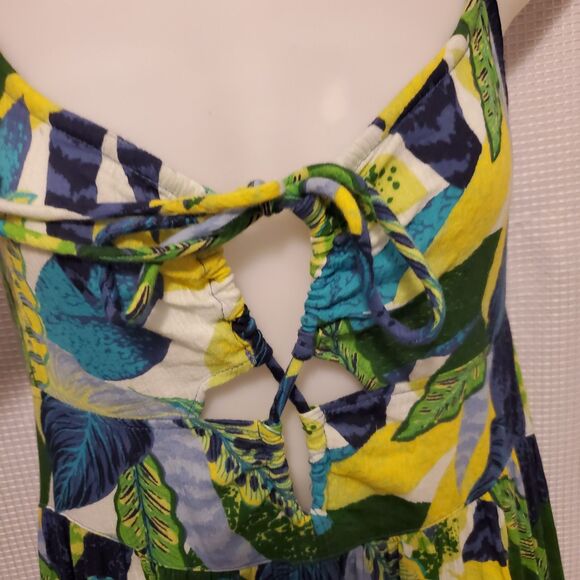 Aerie Paradise Palm Maxi Halter Dress Sz Med Tropical Boho Summer - Picture 6 of 12